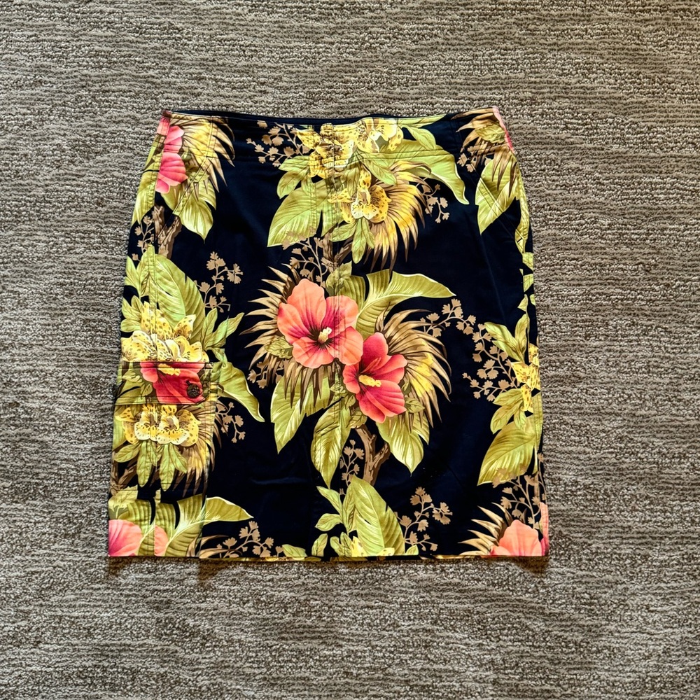 Vintage Tommy Bahama Tropical Pattern Skirt with Pockets